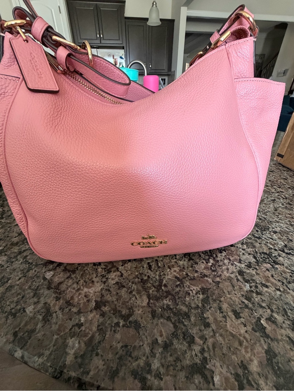 Coach Rori Pink Pebbled Leather Shoulder Tote